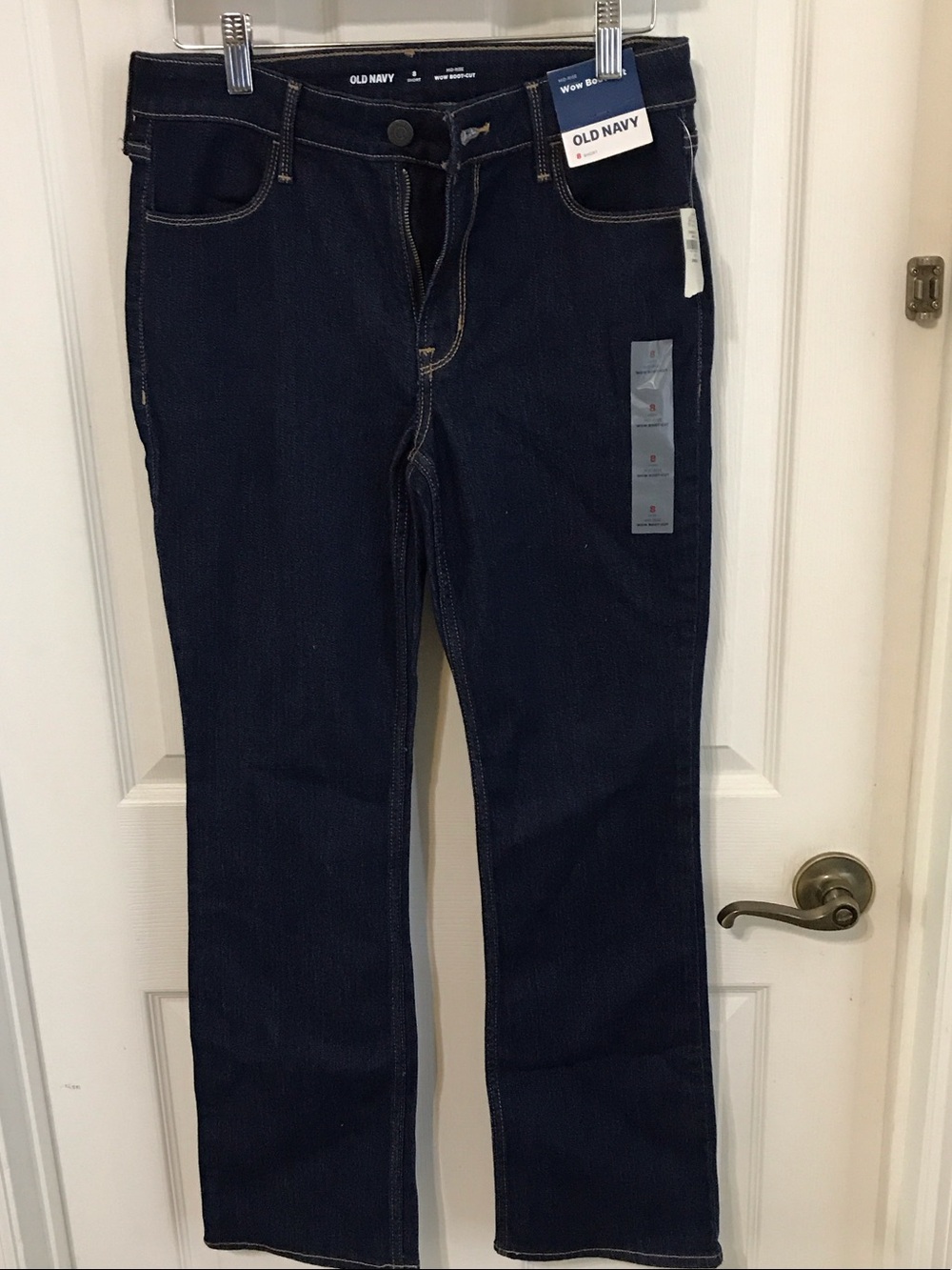 Old Navy Dark Indigo Straight Leg Jeans with Contrast Stitching
